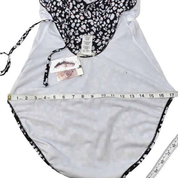 Jessica Simpson Estilo Black White Print Halter Neck One Piece Swimsuit L NWT - Picture 11 of 13